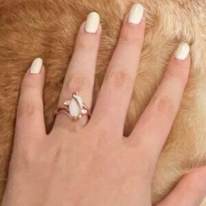 Neiman Marcus 18k Gold Plated Rose Gold Fire Opal Ring